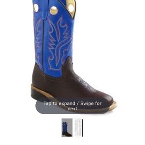 Old West Kids Blue and Brown Boots